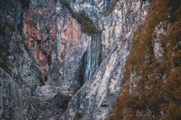 Cachoeira Slap Boka Por Drone Eslovénia — Fotografia de Stock