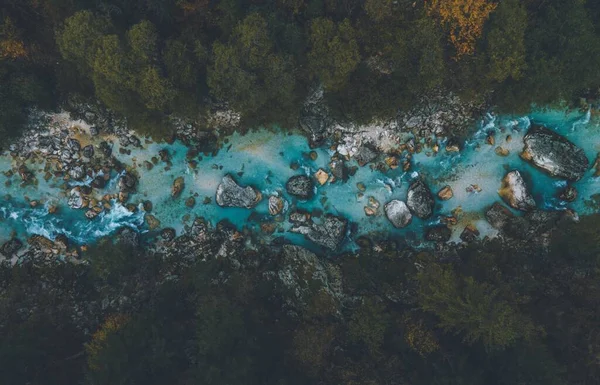 Vistas Del Dron Del Río Soca Eslovenia — Foto de Stock