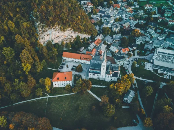Drone Views Church Martin Bled Słowenia — Zdjęcie stockowe