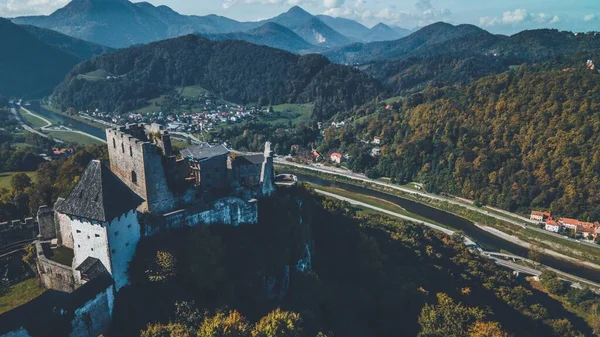 stock image Drone view of Celje castle in Slovenia