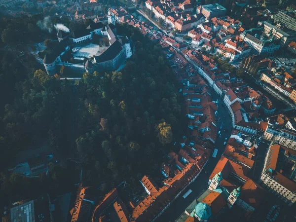 Drohnenansichten Der Burg Von Ljubljana Slowenien — Stockfoto