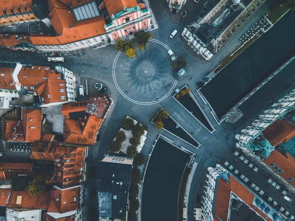 Vistas Drone Capital Eslovena Liubliana — Fotografia de Stock