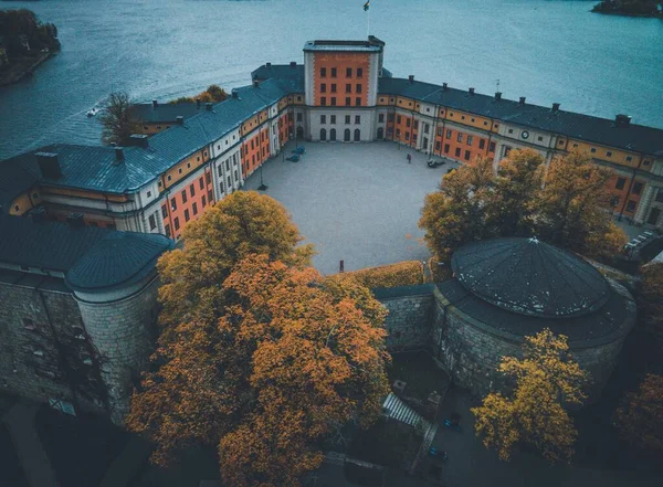 Κάστρο Vaxholm Από Drone Vaxholm Σουηδία — Φωτογραφία Αρχείου