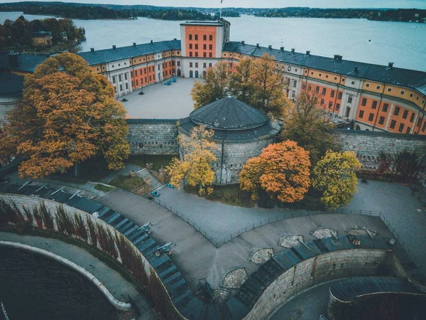 スウェーデン ヴァクホルムのドローンによるヴァックホルム城 — ストック写真
