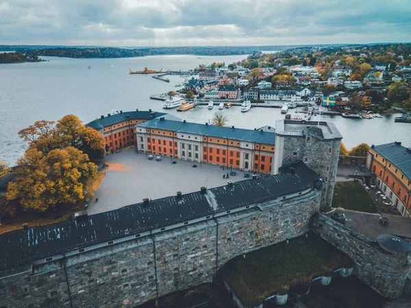 Castelo Vaxholm Por Drone Vaxholm Suécia — Fotografia de Stock