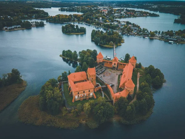 Burg Der Insel Trakai Drohne Litauen — Stockfoto