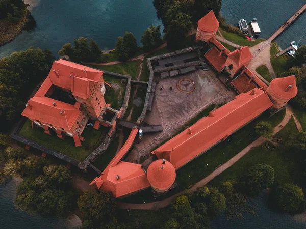 Κάστρο Trakai Island Drone Στη Λιθουανία — Φωτογραφία Αρχείου