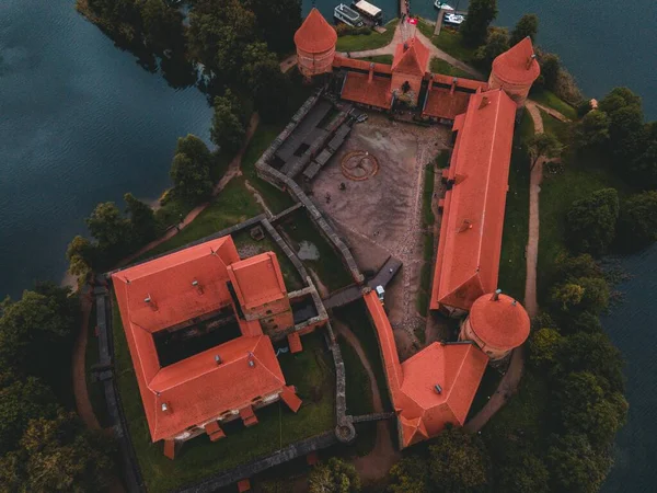 Κάστρο Trakai Island Drone Στη Λιθουανία — Φωτογραφία Αρχείου