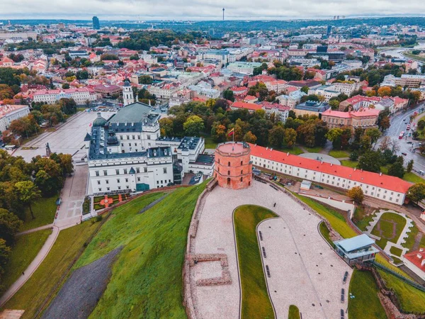 Gediminas Castle Tower Drone Vilnius Lithuania — Stock Photo, Image