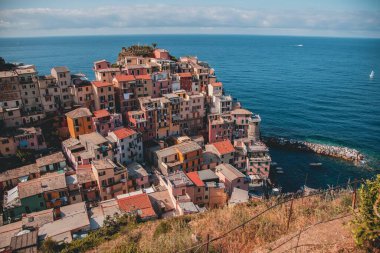 Manarola 'nın Cinque Terre, İtalya manzarası