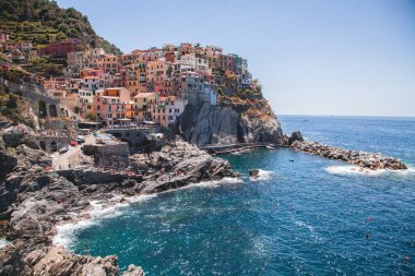 Manarola 'nın Cinque Terre, İtalya manzarası