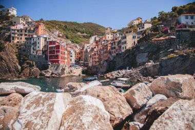 İtalya Cinque Terre 'deki Riomaggiore Manzaraları