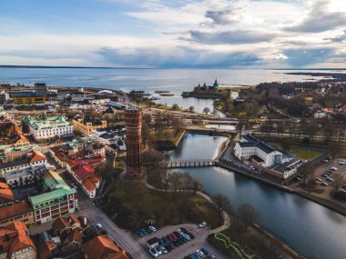 İsveç 'in Kalmar kentinin üzerine bak
