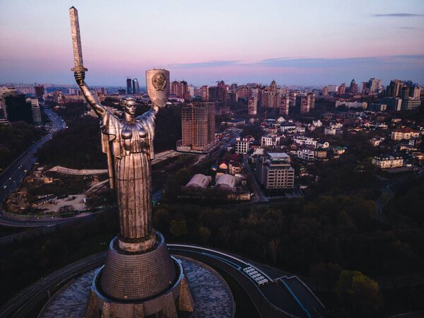 Views of the Motherland Monument in Kyiv, Ukraine