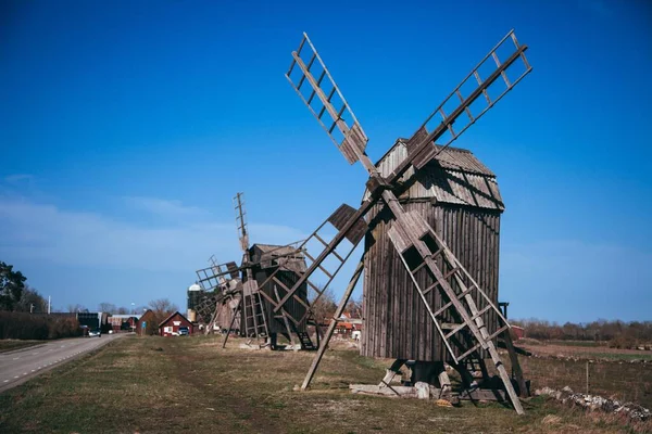 Ветряные Мельницы Леркаке Шведском Острове Оланд — стоковое фото