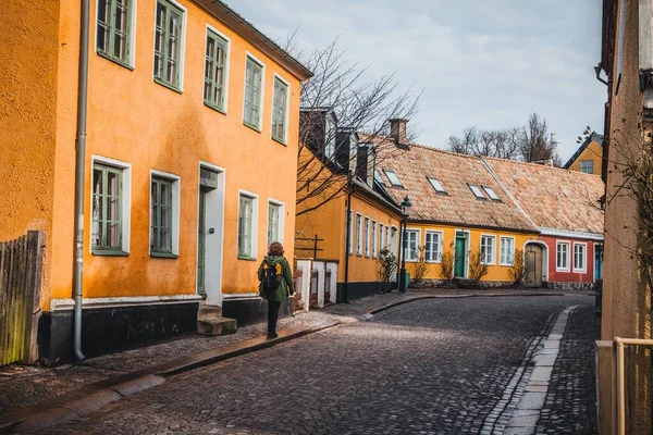 stock image View down the cobblestone streets in Lund, Sweden