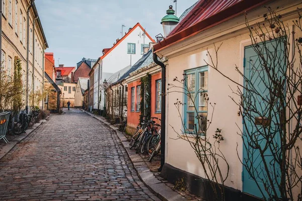 Veja Ruas Paralelepípedos Lund Suécia — Fotografia de Stock