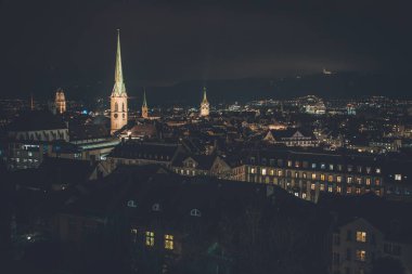 Zürih, İsviçre 'nin ETH Zürih' ten gece görüşü