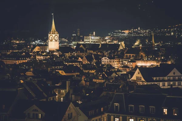 Νυχτερινή Άποψη Της Ζυρίχης Ελβετία Από Eth Ζυρίχης — Φωτογραφία Αρχείου
