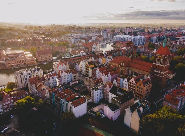 Letecký Pohled Polské Město Gdaňsk — Stock fotografie