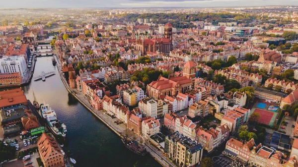 Vista Aérea Ciudad Polaca Gdansk — Foto de Stock