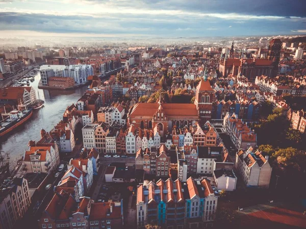 Flygfoto Över Den Polska Staden Gdansk — Stockfoto