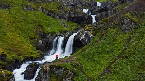 Wodospad Klifbrekkufossar Wschodzie Islandii — Zdjęcie stockowe