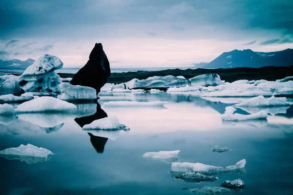 Λιμνοθάλασσα Fjellsarlon Παγετώνα Στη Νότια Ακτή Της Iceland — Φωτογραφία Αρχείου