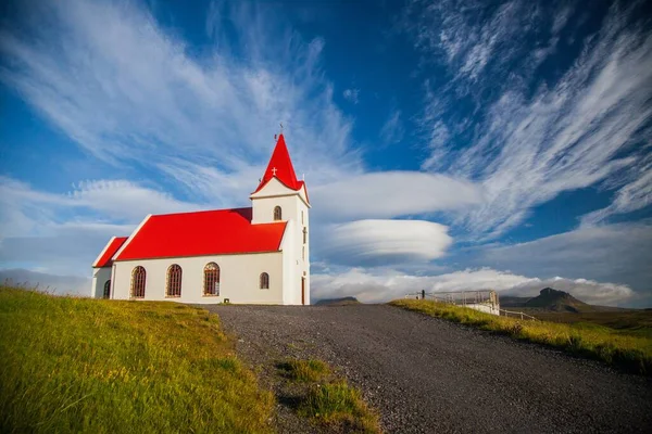 Igreja Ingjaldsholskirkja Península Snaefellsness Islândia — Fotografia de Stock