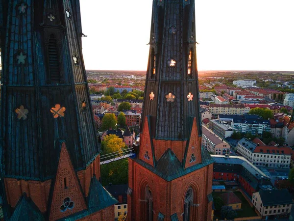 Uppsala Kathedrale Uppsala Schweden Bei Sonnenuntergang — Stockfoto