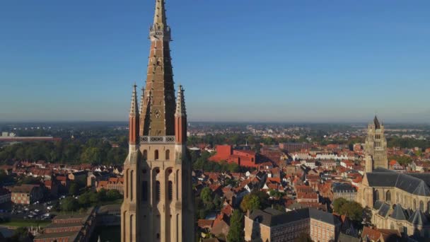 Widok Brugię Belgia Przez Drone — Wideo stockowe
