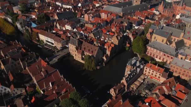 Różaniec Quay Rozenhoedkaai Brugii Belgia Przez Drona — Wideo stockowe