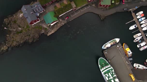 Stare Miasto Torshavn Wyspach Owczych Przez Drone — Wideo stockowe