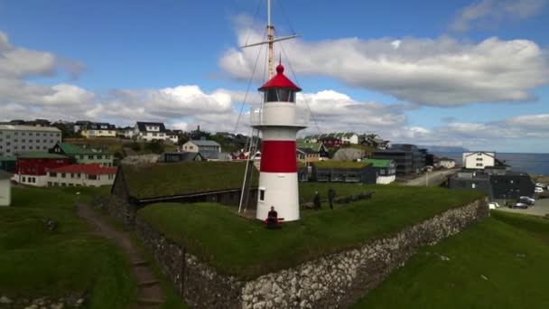 Skansen Torshavn Faroe Islands Drone — стокове відео