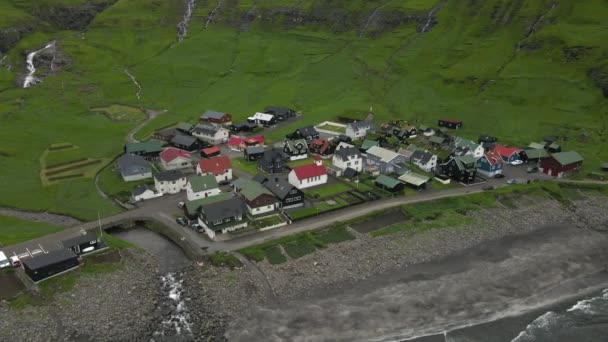 Tjornuvik Streymoy Faeröer Door Drone — Stockvideo