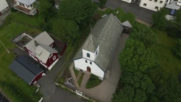 Igreja Kvivik Streymoy Nas Ilhas Faroé Por Drone — Vídeo de Stock