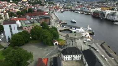 Bergenhus Kalesi Bergen, Norveç 'te Drone tarafından