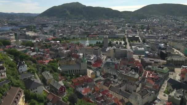 Pandangan Bergen Norwegia Oleh Drone — Stok Video