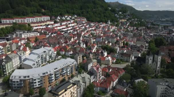 Kilátás Bergen Norvégia Által Drone — Stock videók