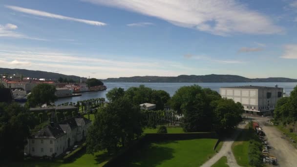 Utsikt Över Bergen Norge Drone — Stockvideo
