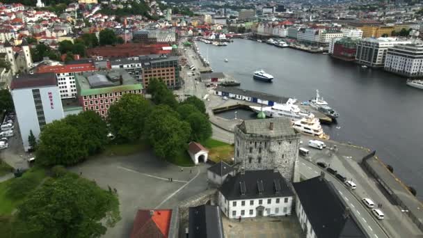 Бергенхус Норвегия Беспилотник — стоковое видео