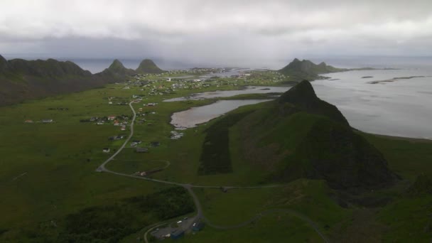 Vaeroy Lofoten Islands Norge Drone — Stockvideo