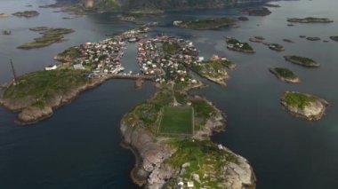 Henningsvaer, Lofoten Adaları 'nda, Norveç, Drone tarafından