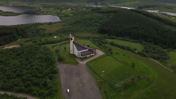 Eglise Borge Dans Les Îles Lofoten Norvège Par Drone — Video