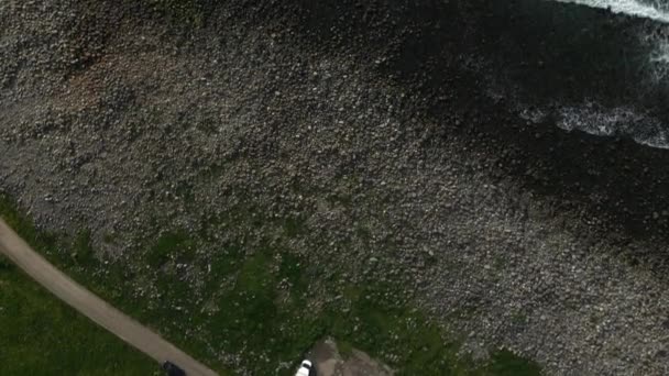 Waves Unstad Beach Lofoten Norway Drone — Stock Video