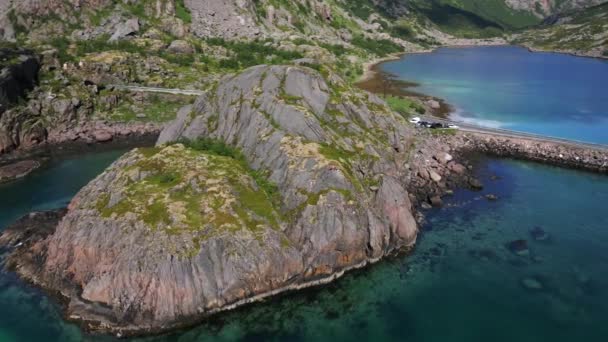 Djupfjorden Lofoten Norge Drone — Stockvideo