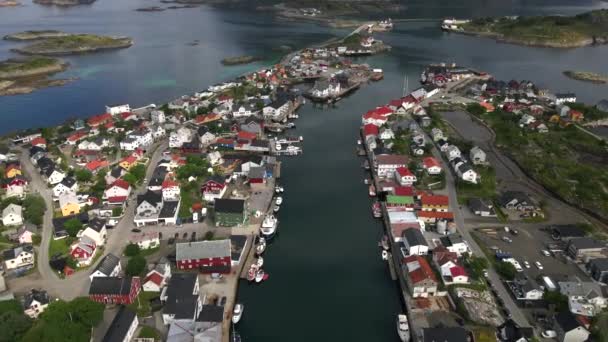 挪威Lofoten群岛的Henningsvaer Drone — 图库视频影像