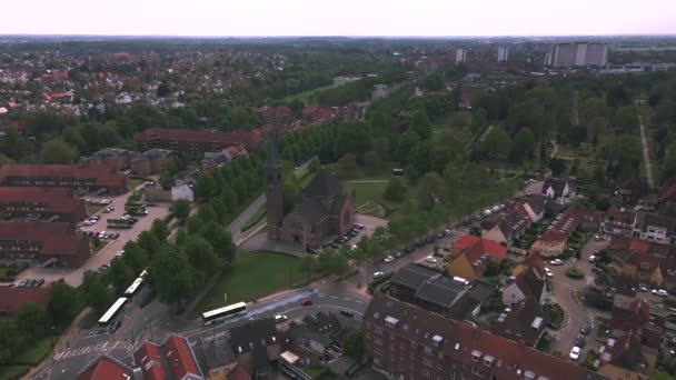 Ansgar Kirke Odense Danimarca Drone — Video Stock