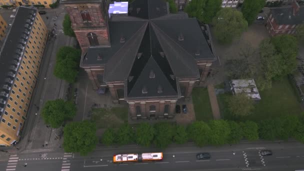 Kyrkan Vår Frälsare Vor Frelsers Kirke Köpenhamn Danmark Drone — Stockvideo