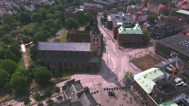 Odense Katedrális Dániában Drone — Stock videók
